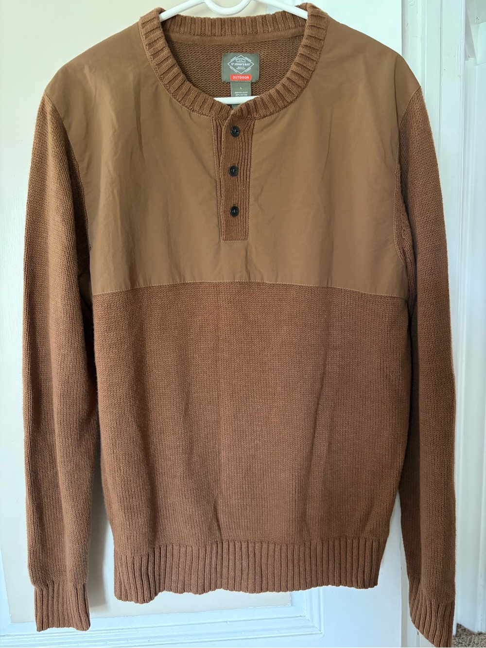 St. John's Bay Brown Crewneck Button-Front Sweater